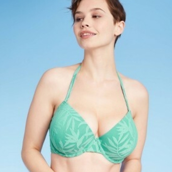 Shade & Shore Leaf Jacquard Underwire Bikini Top Size 34D # - Picture 3 of 7